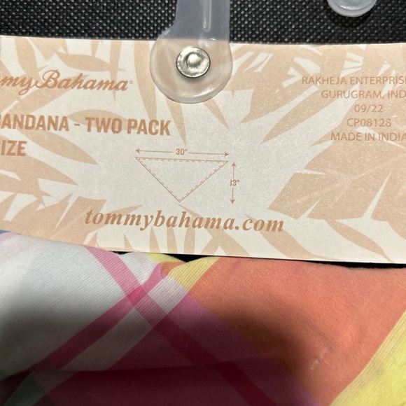TOMMY BAHAMA PET BANDANA 2 Pack One Size Easter Spring Dog Clothing Plaid pink - Picture 4 of 5
